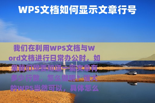 WPS文档如何显示文章行号