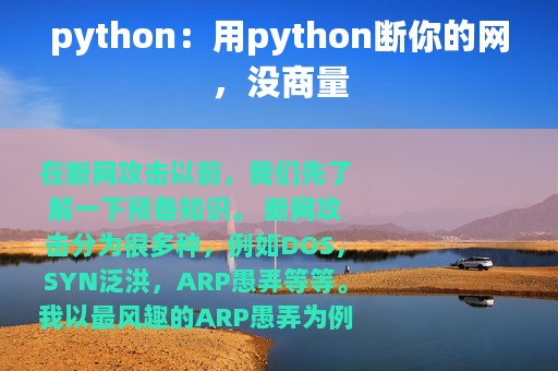 python：用python断你的网，没商量
