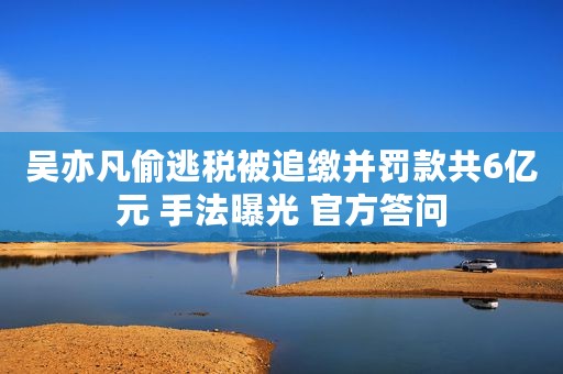 吴亦凡偷逃税被追缴并罚款共6亿元 手法曝光 官方答问