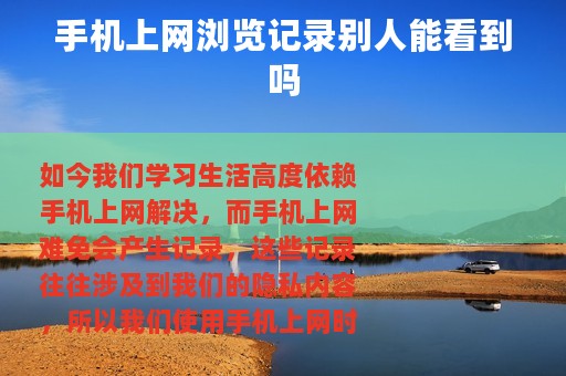 手机上网浏览记录别人能看到吗