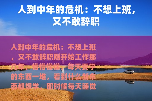 人到中年的危机：不想上班，又不敢辞职