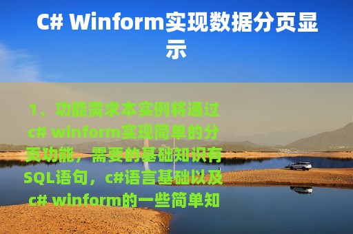 C# Winform实现数据分页显示