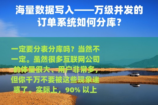 海量数据写入——万级并发的订单系统如何分库？