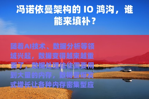 冯诺依曼架构的 IO 鸿沟，谁能来填补？