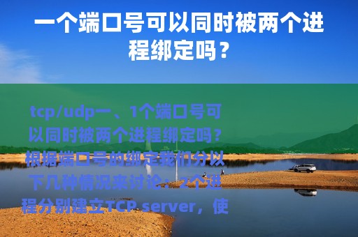 一个端口号可以同时被两个进程绑定吗？
