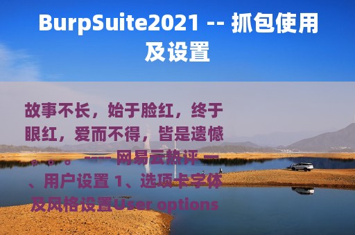 BurpSuite2021 -- 抓包使用及设置