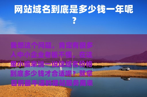网站域名到底是多少钱一年呢？