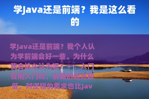 学Java还是前端？我是这么看的