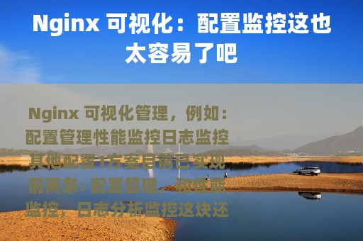 Nginx 可视化：配置监控这也太容易了吧