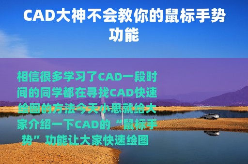 CAD大神不会教你的鼠标手势功能