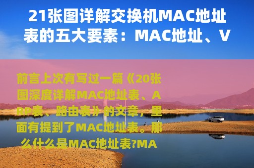 21张图详解交换机MAC地址表的五大要素：MAC地址、VLAN、出接口等