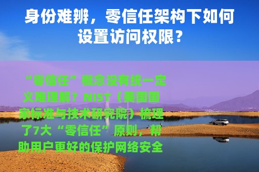 身份难辨，零信任架构下如何设置访问权限？