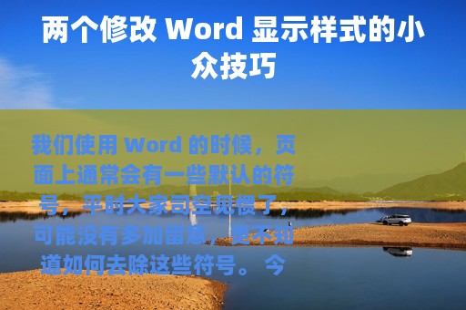 两个修改 Word 显示样式的小众技巧
