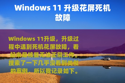 Windows 11 升级花屏死机故障