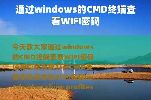 通过windows的CMD终端查看WIFI密码