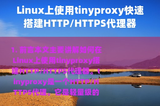 Linux上使用tinyproxy快速搭建HTTP/HTTPS代理器