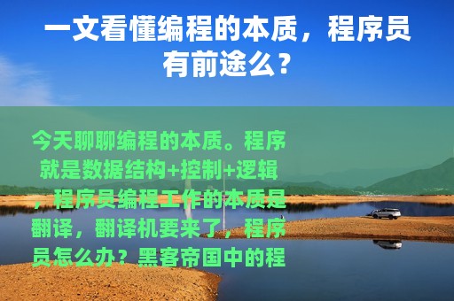 一文看懂编程的本质，程序员有前途么？