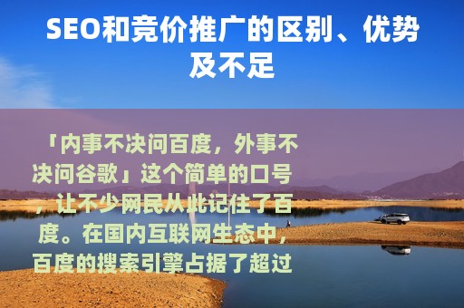 SEO和竞价推广的区别、优势及不足