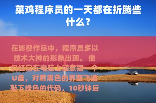 菜鸡程序员的一天都在折腾些什么？