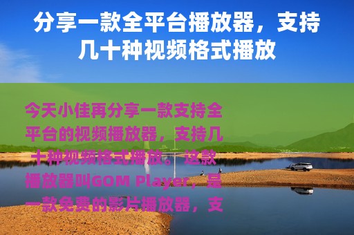 分享一款全平台播放器，支持几十种视频格式播放