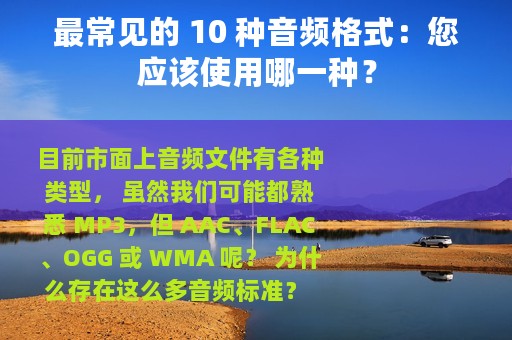 最常见的 10 种音频格式：您应该使用哪一种？