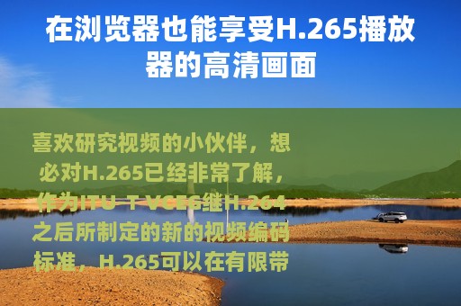 在浏览器也能享受H.265播放器的高清画面