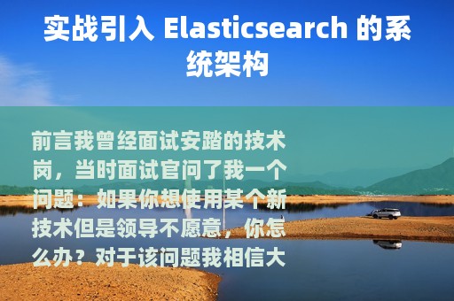 实战引入 Elasticsearch 的系统架构