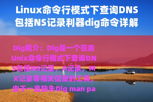 Linux命令行模式下查询DNS包括NS记录利器dig命令详解