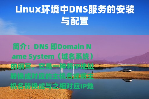 Linux环境中DNS服务的安装与配置