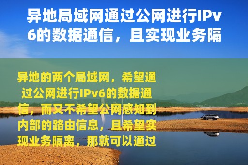异地局域网通过公网进行IPv6的数据通信，且实现业务隔离