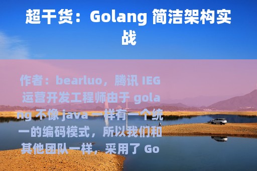 超干货：Golang 简洁架构实战