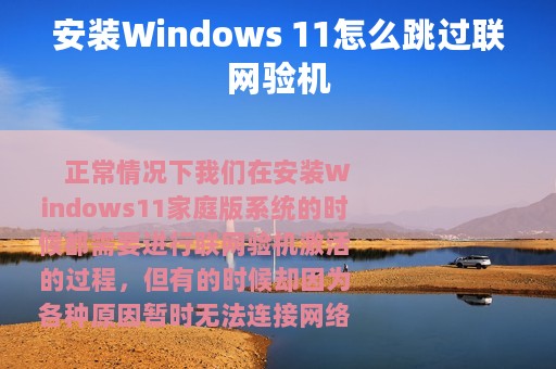 安装Windows 11怎么跳过联网验机