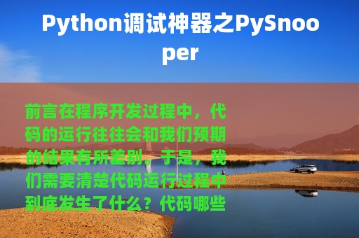 Python调试神器之PySnooper