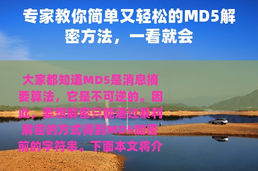 专家教你简单又轻松的MD5解密方法，一看就会