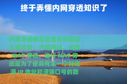 终于弄懂内网穿透知识了