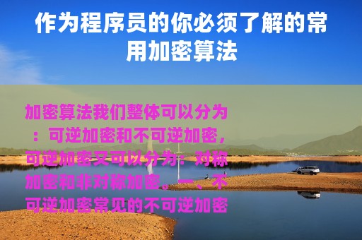作为程序员的你必须了解的常用加密算法