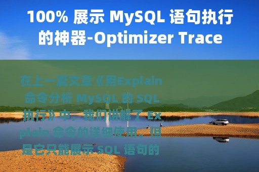 100% 展示 MySQL 语句执行的神器-Optimizer Trace