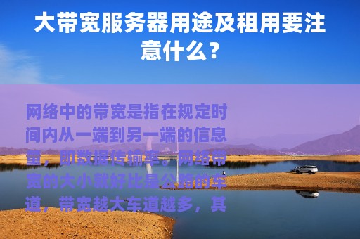 大带宽服务器用途及租用要注意什么？