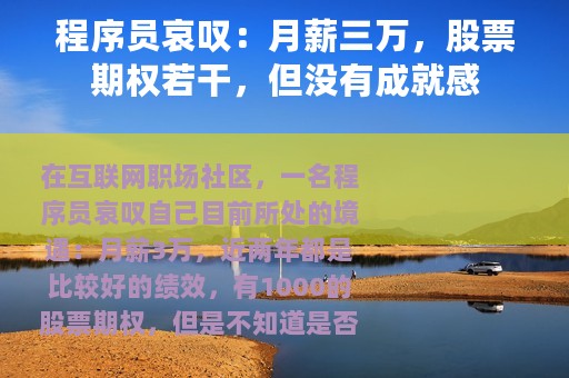 程序员哀叹：月薪三万，股票期权若干，但没有成就感