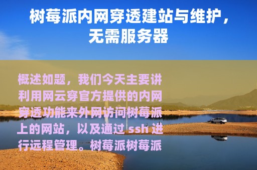 树莓派内网穿透建站与维护，无需服务器