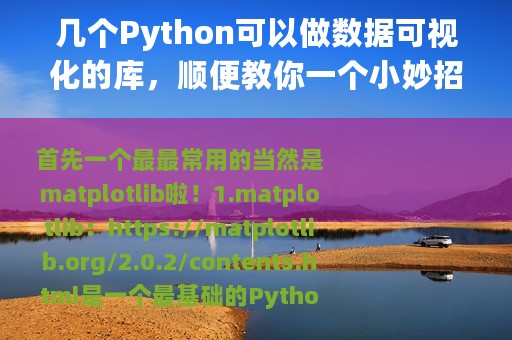 几个Python可以做数据可视化的库，顺便教你一个小妙招