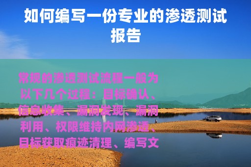 如何编写一份专业的渗透测试报告