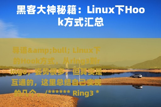 黑客大神秘籍：Linux下Hook方式汇总