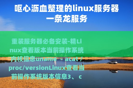 呕心沥血整理的linux服务器一条龙服务