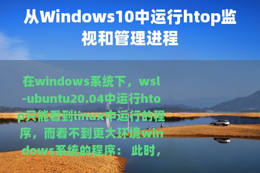 从Windows10中运行htop监视和管理进程