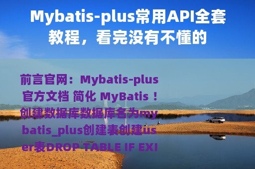 Mybatis-plus常用API全套教程，看完没有不懂的