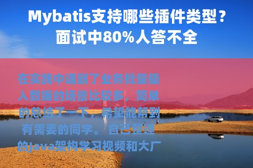 Mybatis支持哪些插件类型？面试中80%人答不全