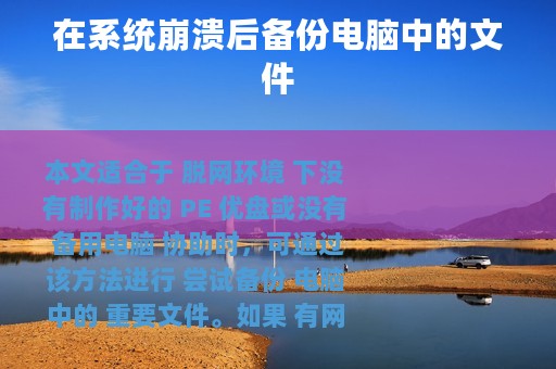 在系统崩溃后备份电脑中的文件