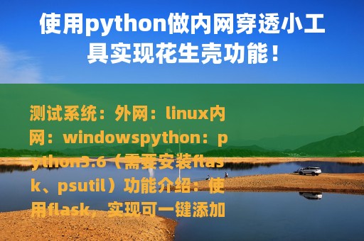 使用python做内网穿透小工具实现花生壳功能！