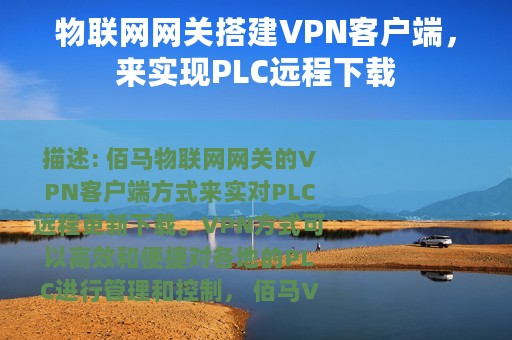 物联网网关搭建VPN客户端，来实现PLC远程下载